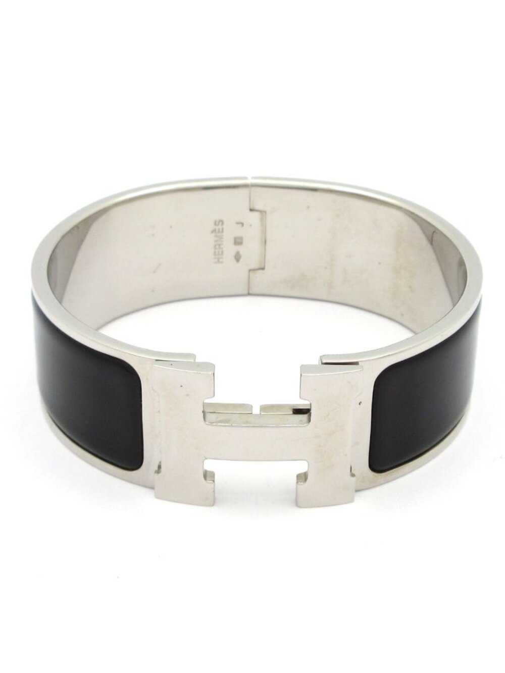 Hermes Bangle Clic Clac H Silver Black Bracelet